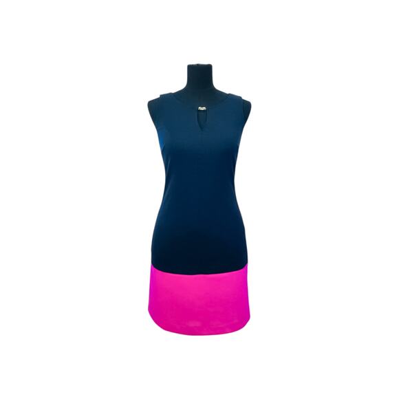 Banana Republic Navy & Hot Pink Colorblock Sheath Dress - Size 00P - Picture 8 of 12